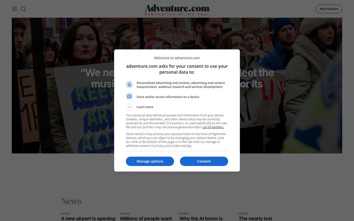 Screenshot of adventure.com