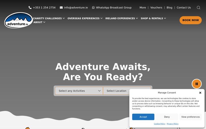 Screenshot of adventure.ie