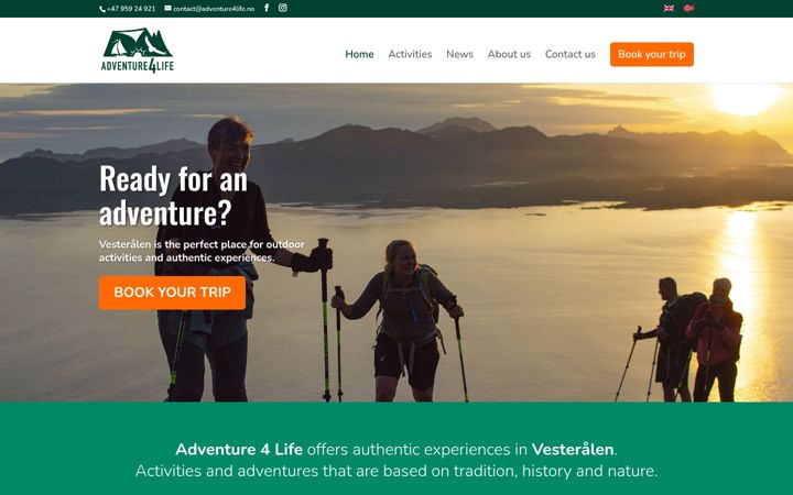 Screenshot of adventure4life.no