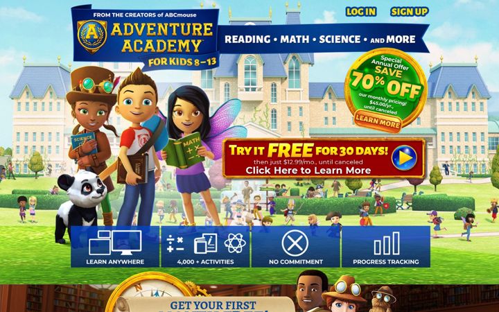 Screenshot stránky adventureacademy.com