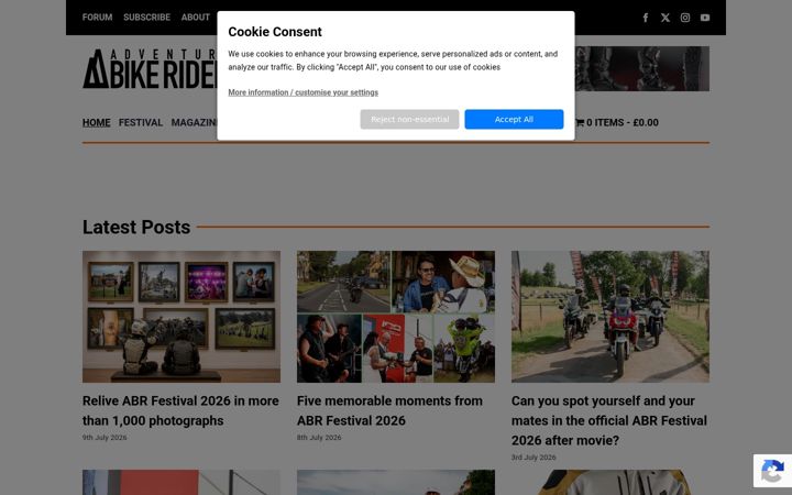 Screenshot of adventurebikerider.com