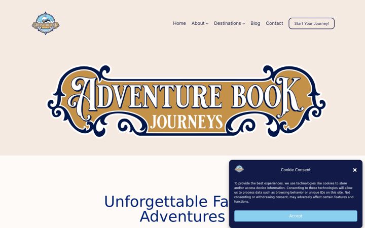Snímek obrazovky adventurebookjourneys.com
