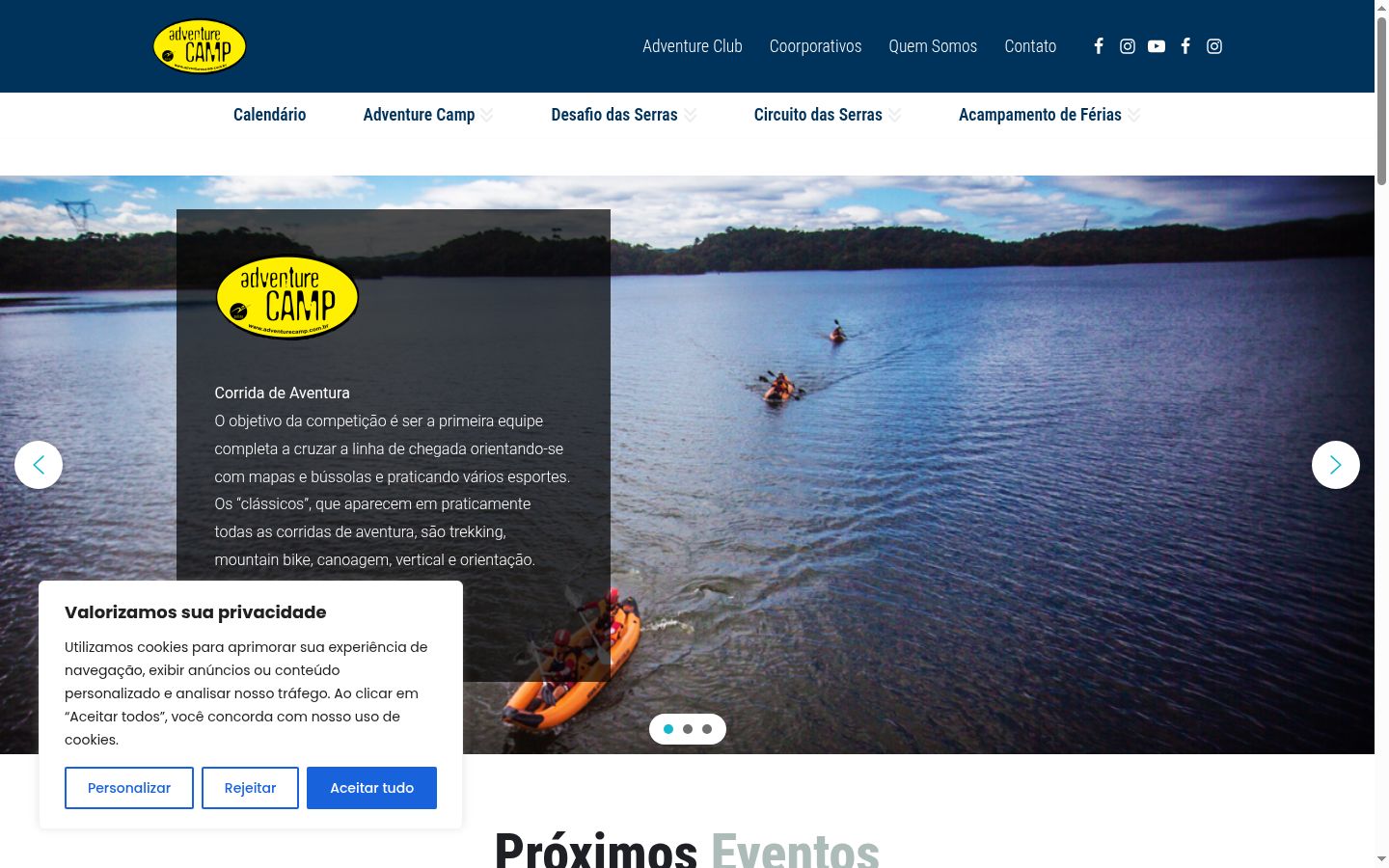 Captura de pantalla del banner de consentimiento mostrado antes de cualquier interacción