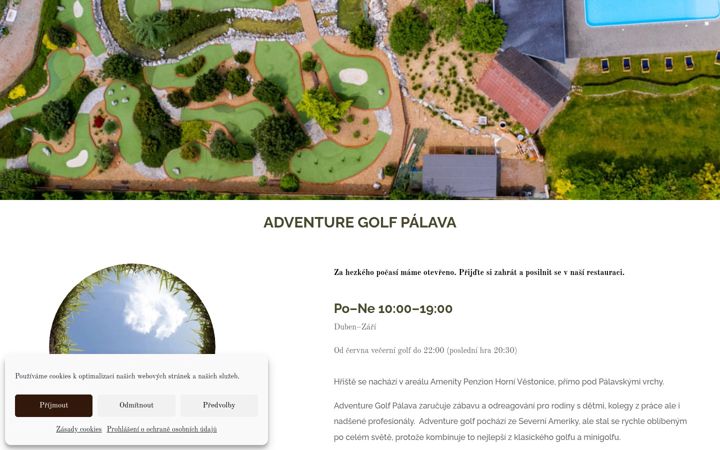 Screenshot of adventuregolfpalava.cz