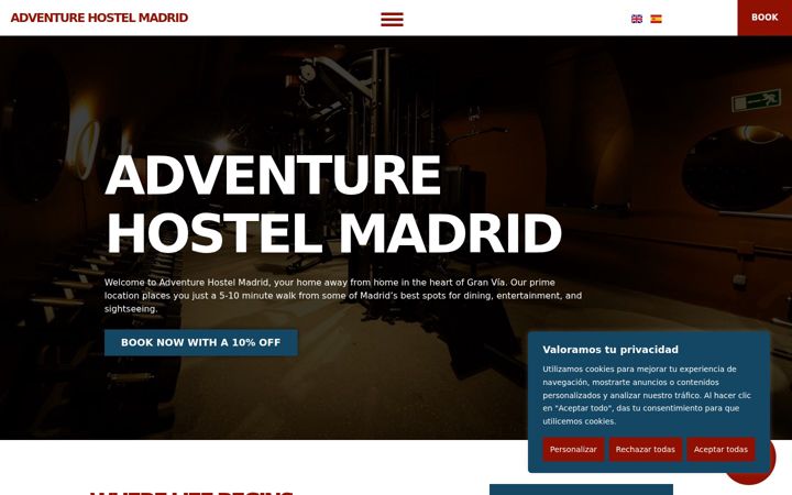 Screenshot του adventurehostelmadrid.es