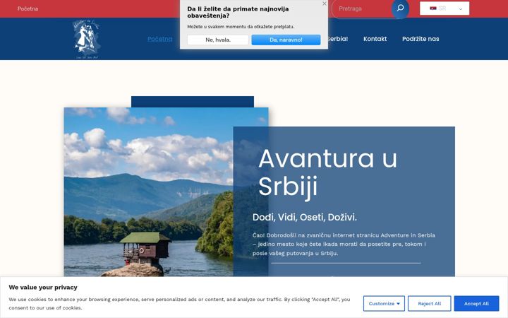 Snímek obrazovky adventureinserbia.com
