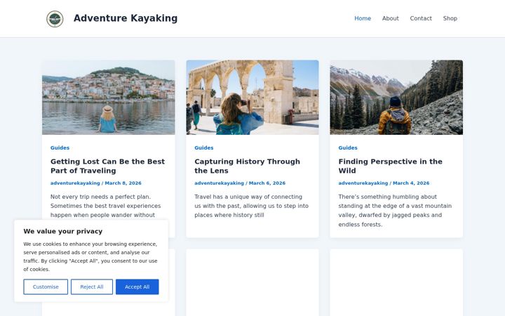 Screenshot του adventurekayaking.online