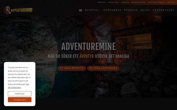 Captura de ecrã de adventuremine.se