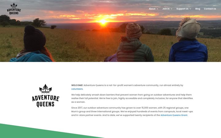 Screenshot of adventurequeens.co.uk