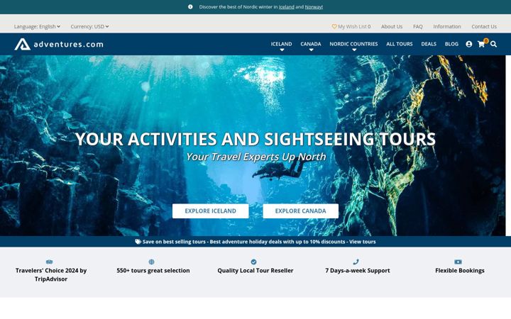 Screenshot of adventures.com