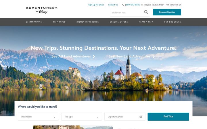 Captura de pantalla de adventuresbydisney.com