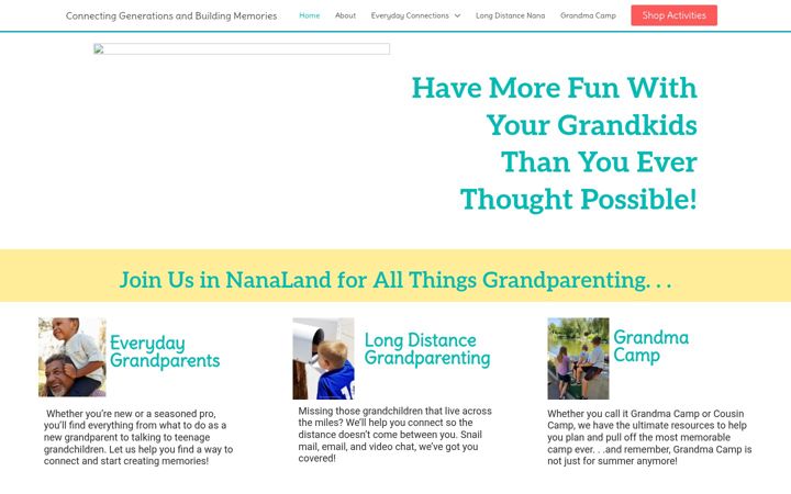 Screenshot of adventuresinnanaland.com