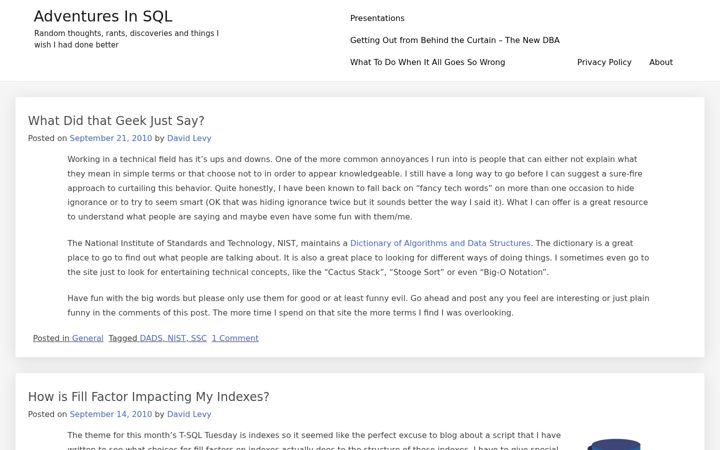 Kuvakaappaus sivustosta adventuresinsql.org