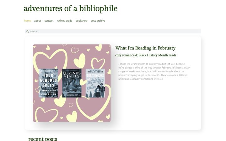 Screenshot of adventuresofabibliophile.com
