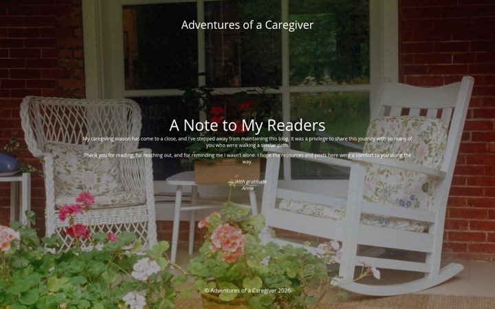 Screenshot of adventuresofacaregiver.com