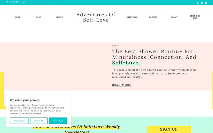 Screenshot of adventuresofselflove.com