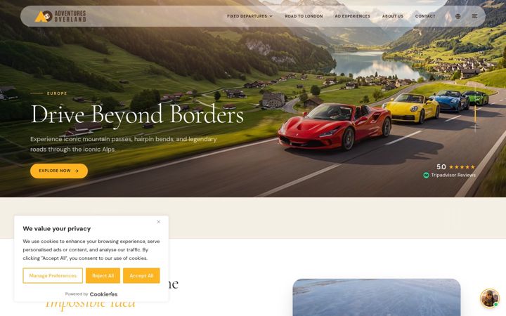 Screenshot of adventuresoverland.com