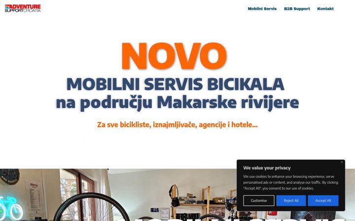 Snímek obrazovky adventuresupport.hr