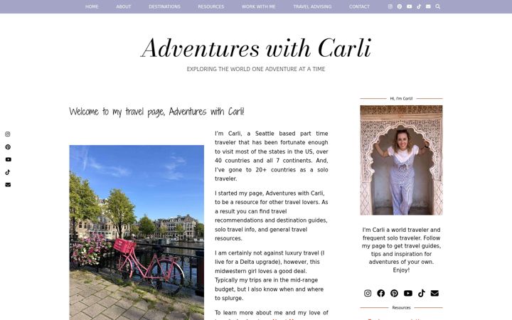 Screenshot of adventureswithcarli.com