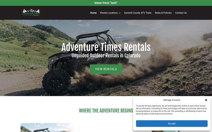 Screenshot of adventuretimesrentals.com