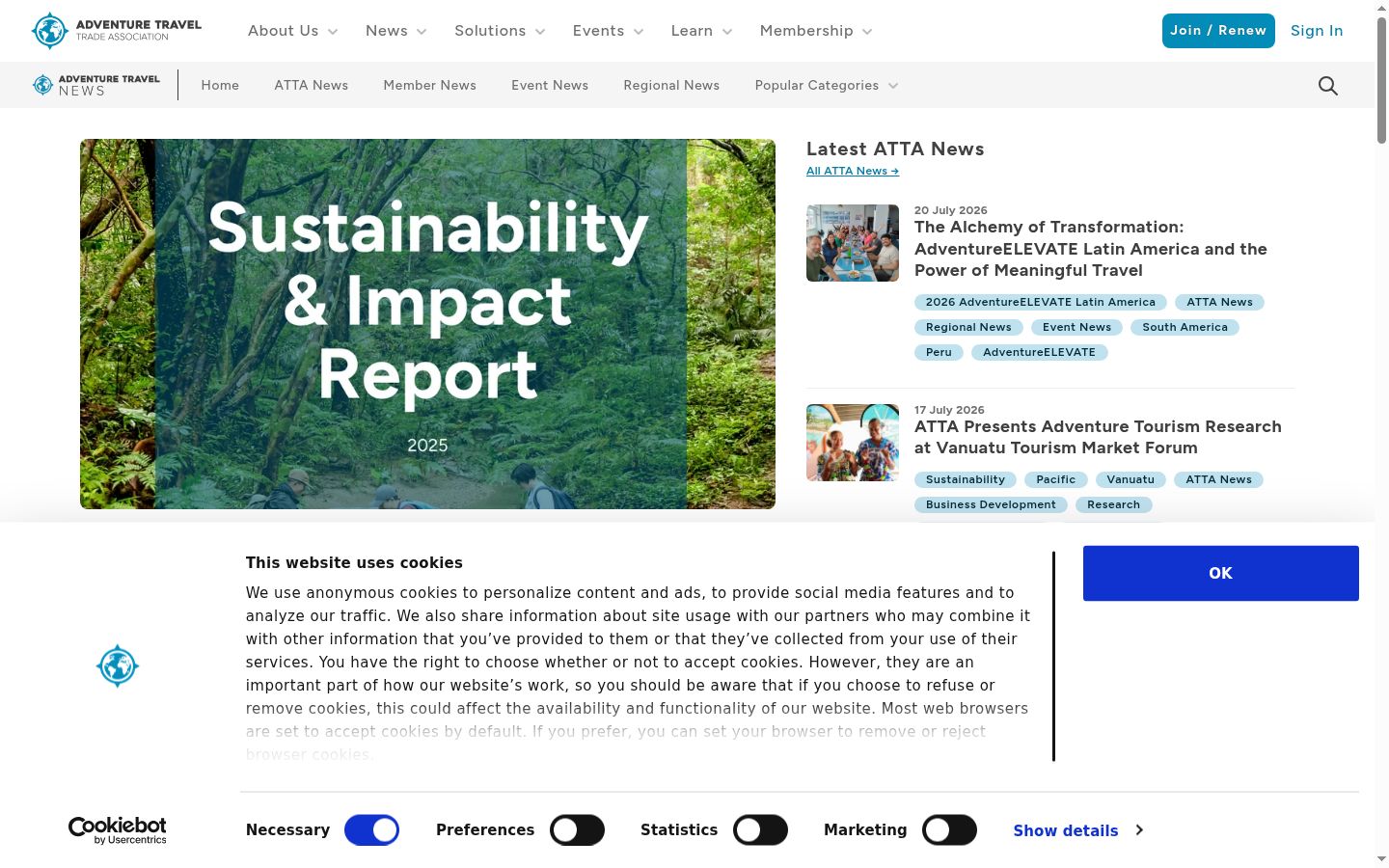 Screenshot of the consent banner shown before any interaction