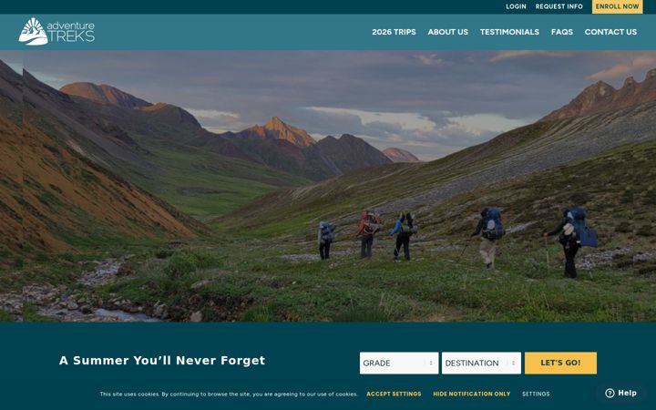 Screenshot of adventuretreks.com
