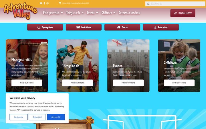 Screenshot of adventurevalley.co.uk