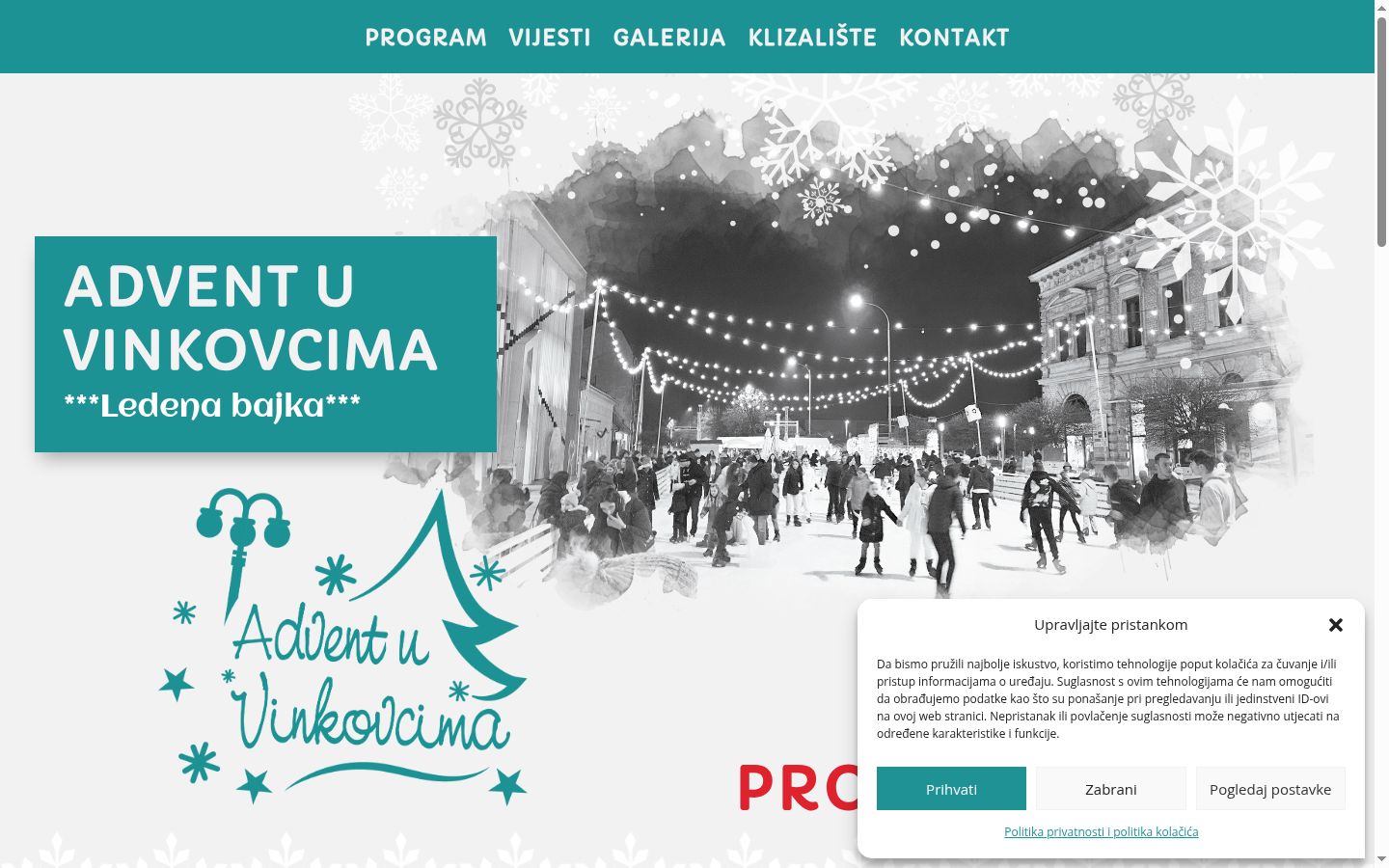 Snimka zaslona bannera za privolu prikazanog prije bilo kakve interakcije
