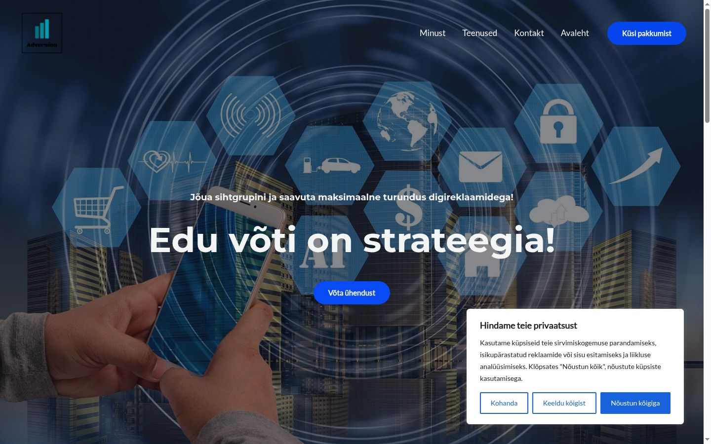 Screenshot of the consent banner shown before any interaction