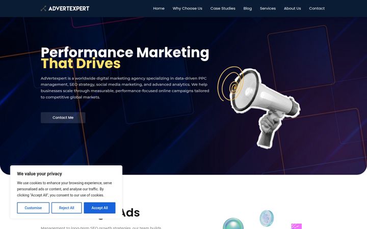 Captură de ecran a advertexpert.net