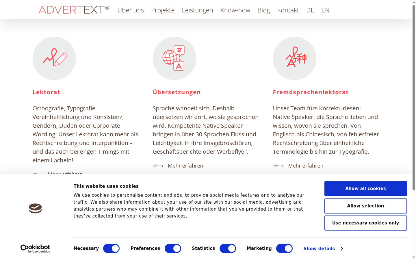 Screenshot of the consent banner shown before any interaction