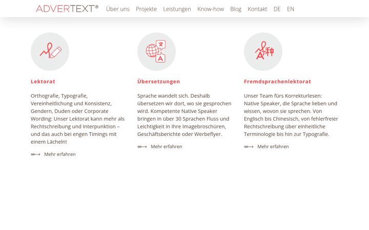 Screenshot of advertext.de