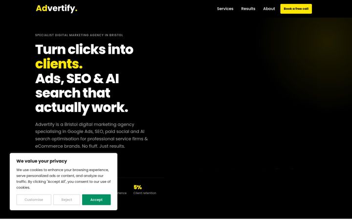 Screenshot of advertify.co.uk