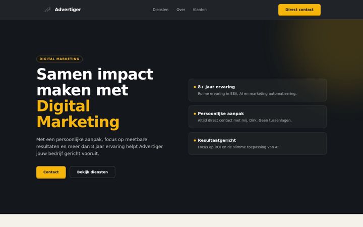 Screenshot of advertiger.nl