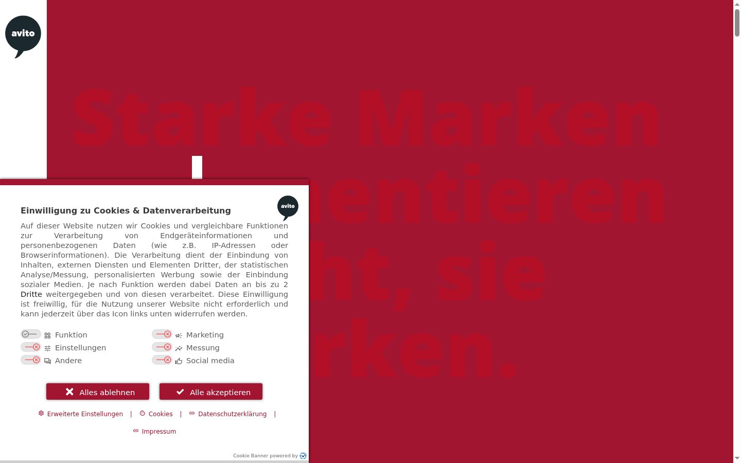 Screenshot of the consent banner shown before any interaction