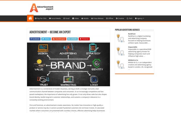 Screenshot of advertisement.expert