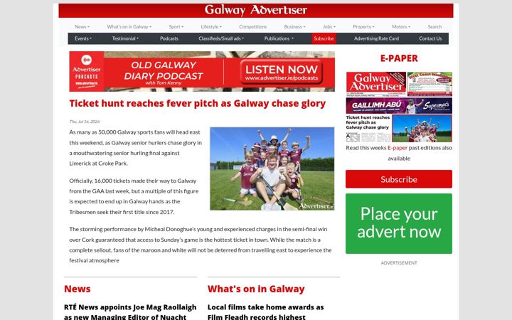 Screenshot of advertiser.ie