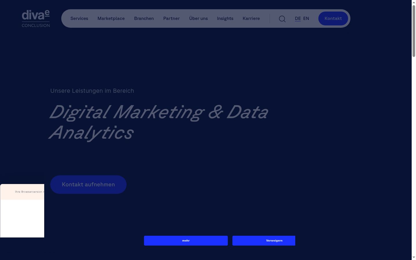 Screenshot of the consent banner shown before any interaction