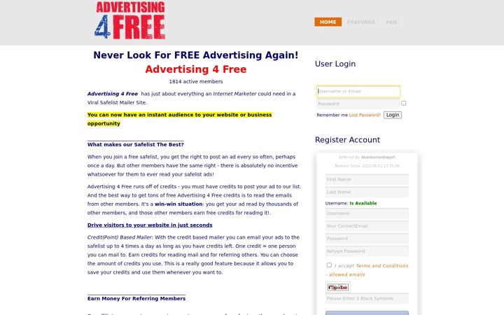 Screenshot of advertising4free.net