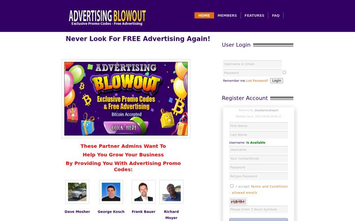 Screenshot ta' advertisingblowout.com