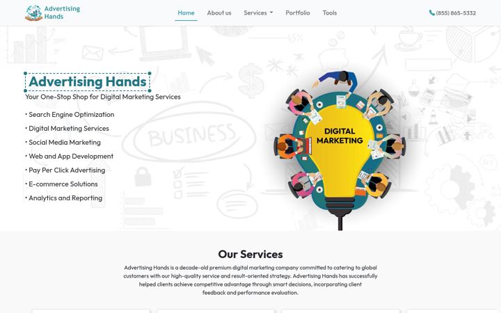 Screenshot of advertisinghands.com