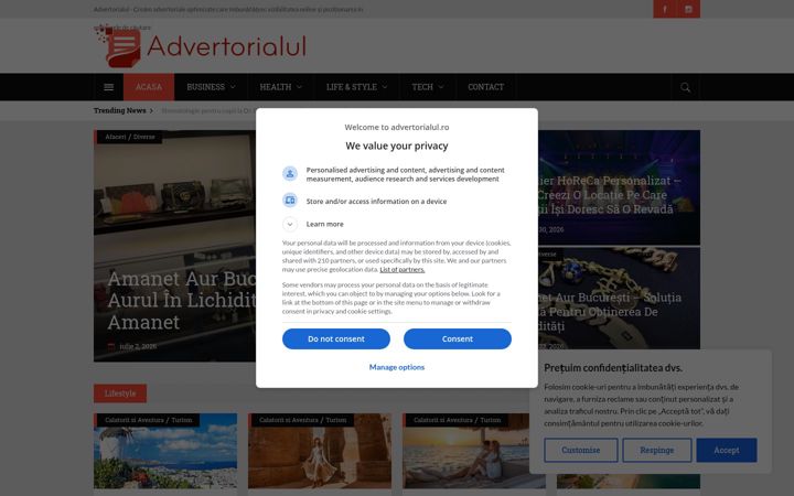 Screenshot of advertorialul.ro