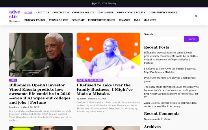 Screenshot of advestir.com