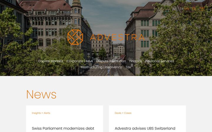 Snimka zaslona za advestra.ch