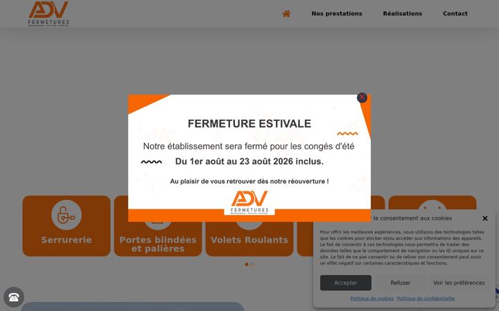 Snímek obrazovky advfermetures.fr
