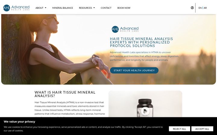 Screenshot of advhealthlabs.com