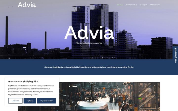 Екранна снимка на advia.fi