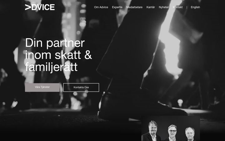 Screenshot of advice.se