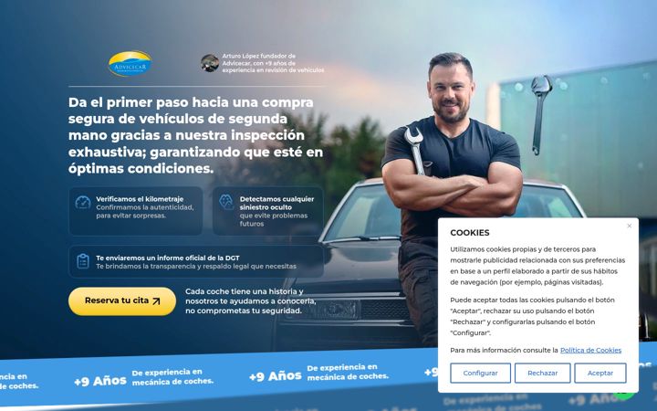 Captura de pantalla de advicecar.es