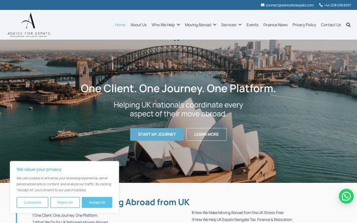 Screenshot of adviceforexpats.com
